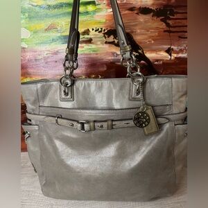 Coach Shimmering Gray Silver Bag